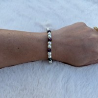 Bracelet Perles Blanches et Multicolores