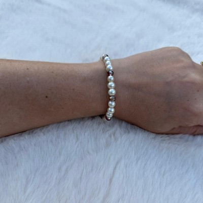 Bracelet Perles Blanches et Violettes