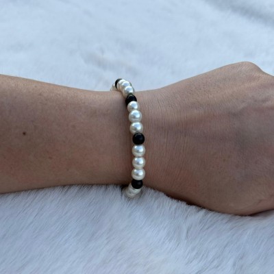 Bracelet Perles Noires et...