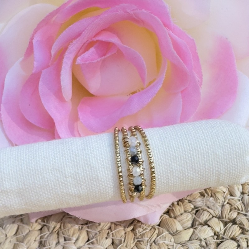 Bague Dorée Multi Rangs et Perles Bague Dorée Multi Rangs et Perles