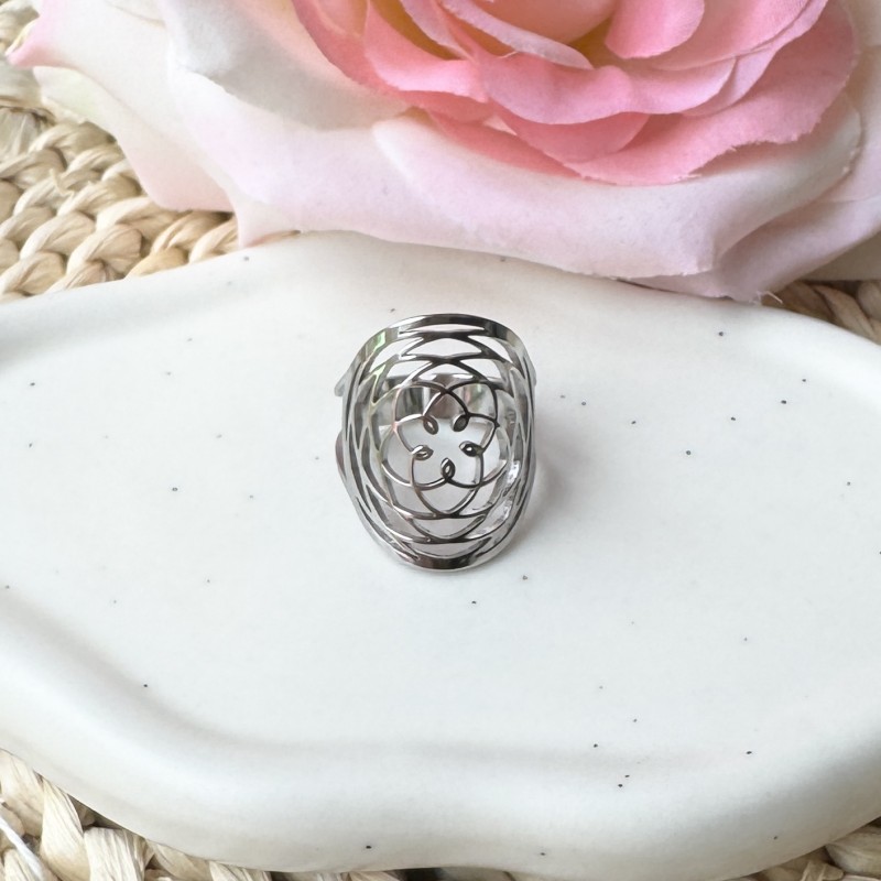 Bague Argentée Rosace