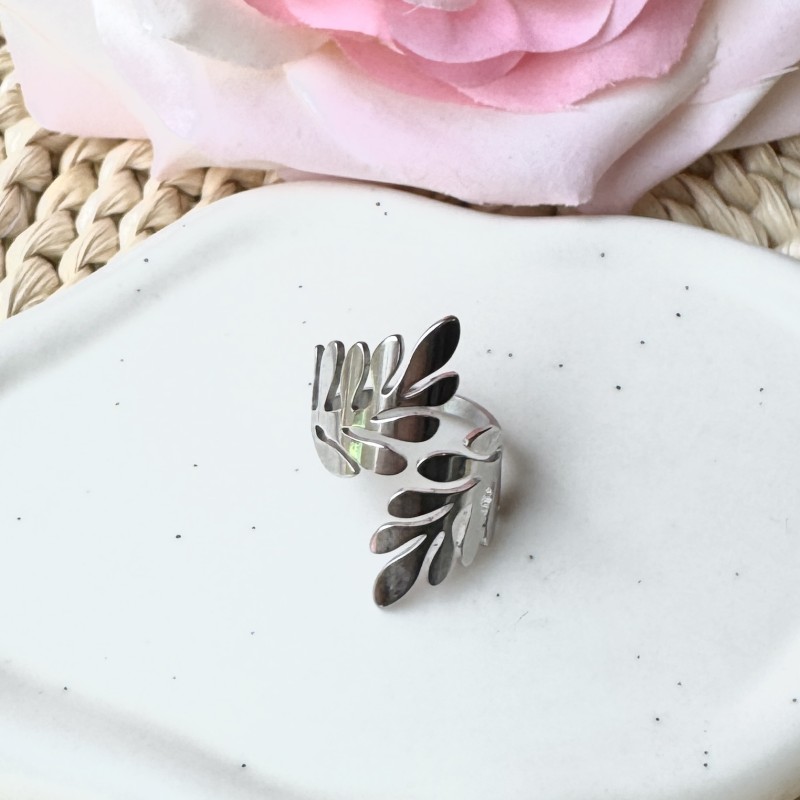 Bague Argentée Feuilles