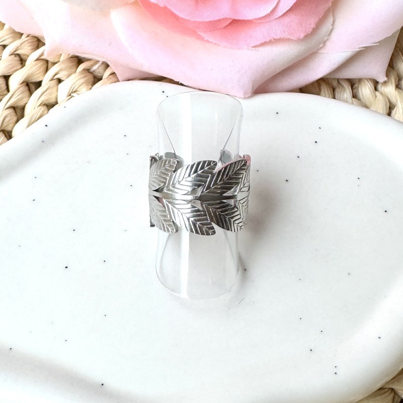 Bague Argentée Plumes