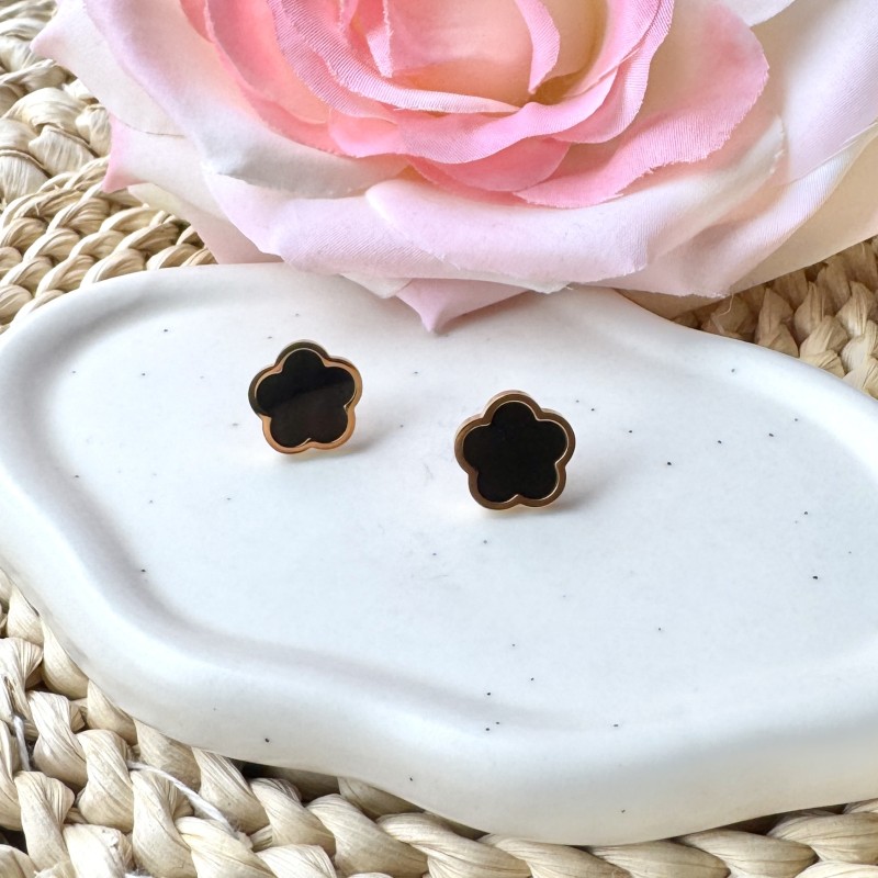 Boucles d'oreilles Fleur Noire