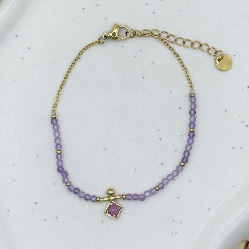 Bracelet Perles Violettes