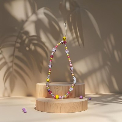 Bracelet de Téléphone avec Perles Roses et Mot ZEN