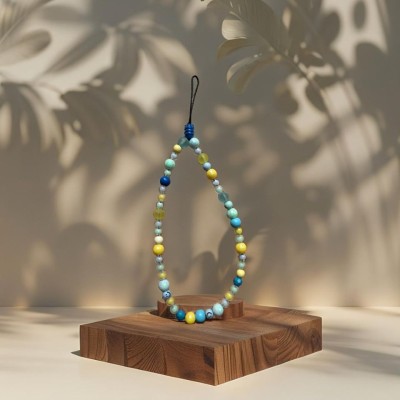 Bracelet de Téléphone avec Perles Bleues et Smileys