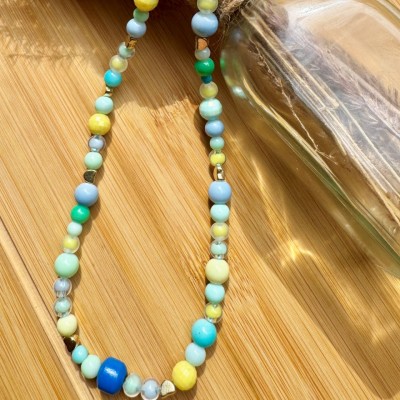 Bracelet de Téléphone avec Perles et Cœurs dorés