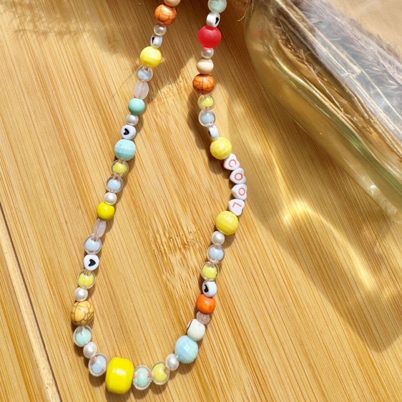 Bracelet de Téléphone avec Perles Oranges et Mot COOL