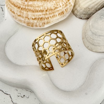 Bague Large Nid d'Abeille