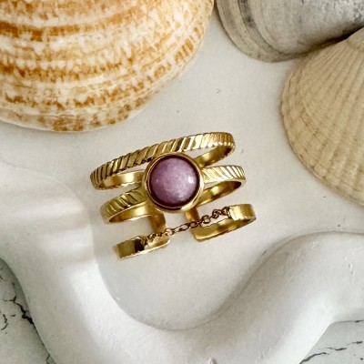 Bague Multi Rangs avec Pierre Violette