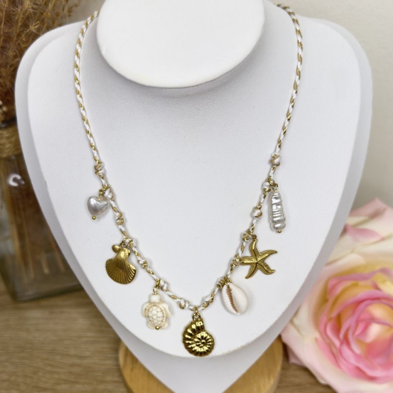 Collier Cordon avec Pampilles Coquillages