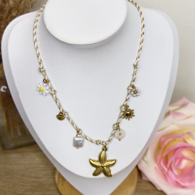 Collier Cordon Etoile de Mer et Pampilles