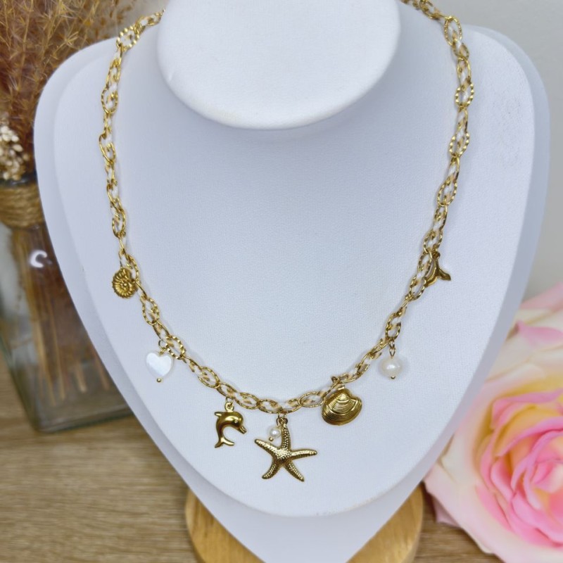 Collier Cordon et Chaîne avec Pampilles Collier Cordon et Chaîne avec Pampilles