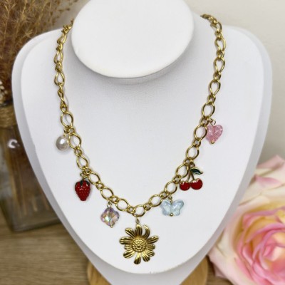 Collier Fleur et Pampilles