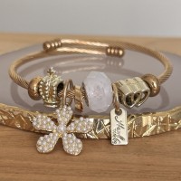 Bracelet Jonc Fleur en Perle