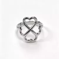 Bague trèfle cœurs ajouré argentée