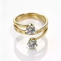 Bague toi et moi chiffres romains et zircons dorée