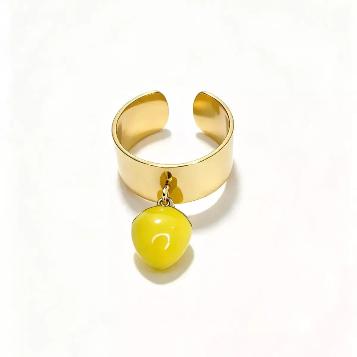 Bague ajustable pampille citron dorée