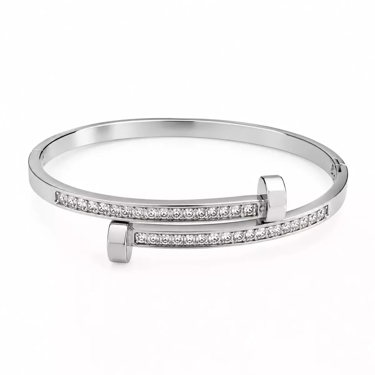 Jonc clou argenté serti de strass