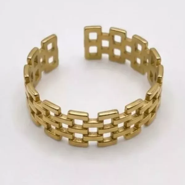 Bague ajustable maille ajourée dorée