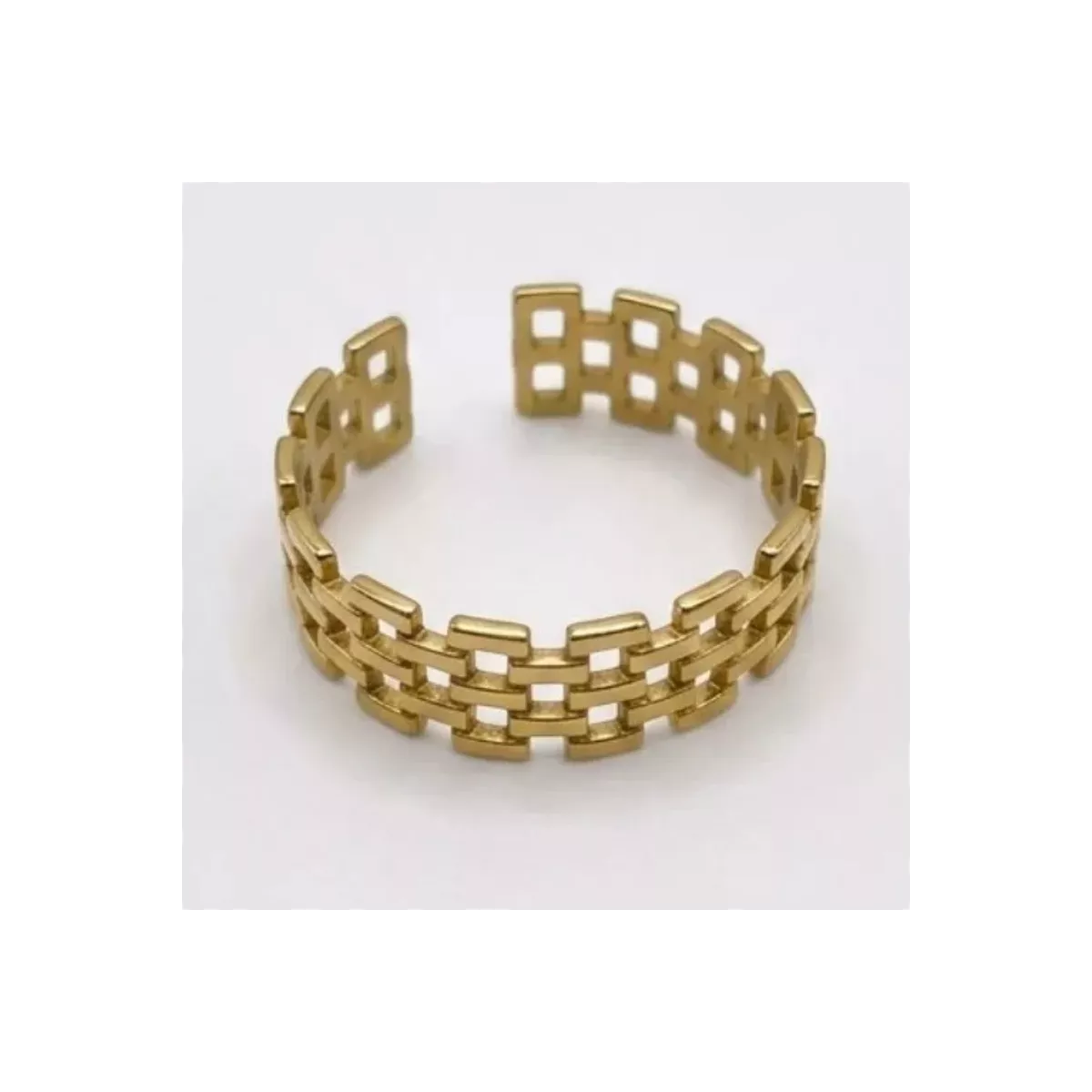 Bague ajustable maille ajourée dorée