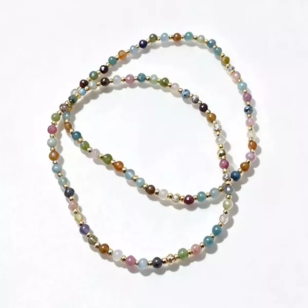 Duo de bracelets perles fines multicolores