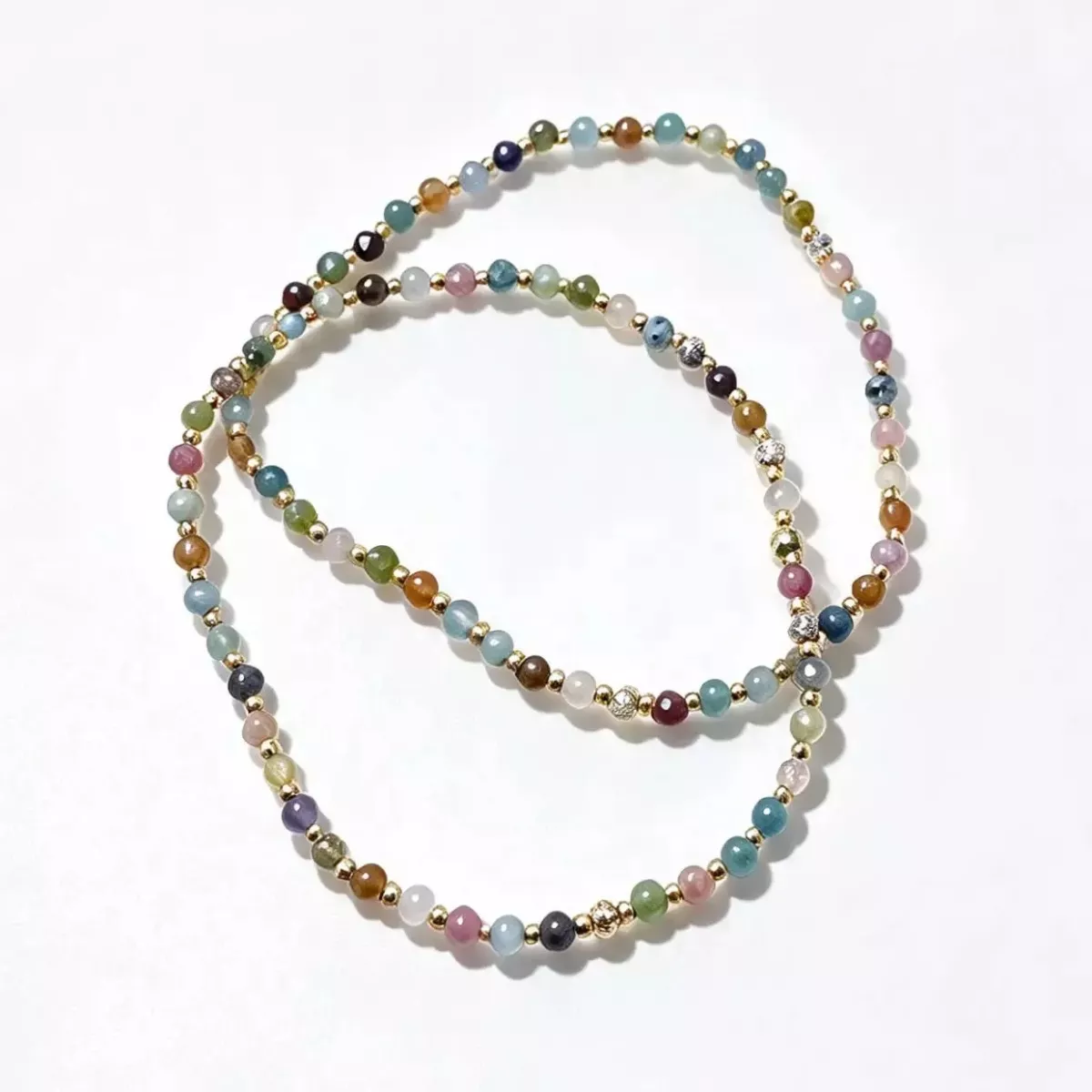 Duo de bracelets perles fines multicolores