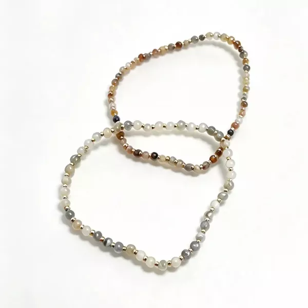 Duo de bracelets perles fines tons naturels