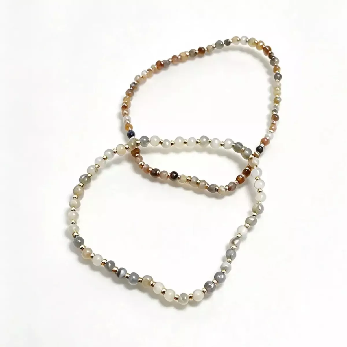Duo de bracelets perles fines tons naturels