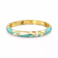 Jonc doré émaillé turquoise motif volutes