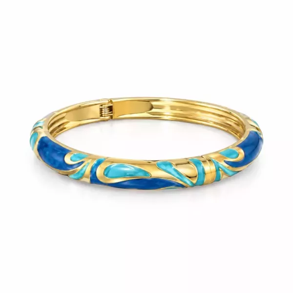 Jonc doré émaillé bleu motif volutes