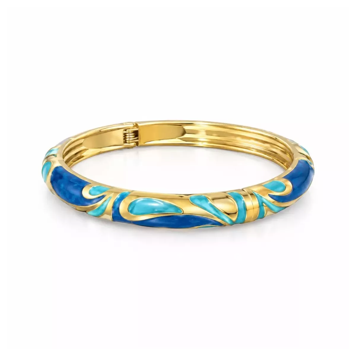 Jonc doré émaillé bleu motif volutes
