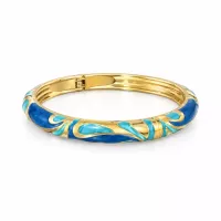 Jonc doré émaillé bleu motif volutes
