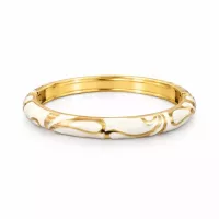 Jonc doré émaillé blanc motif volutes