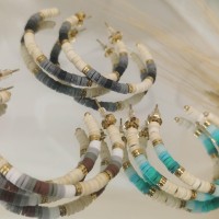 Créoles Perles Heishi Bleue