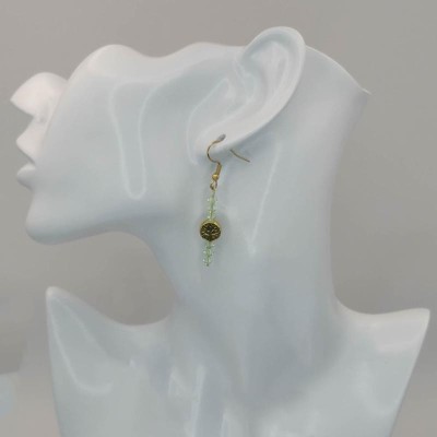 Boucles d'oreilles pendantes Perles Vertes