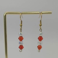 Boucles d'oreilles pendantes Rouges et Transparents