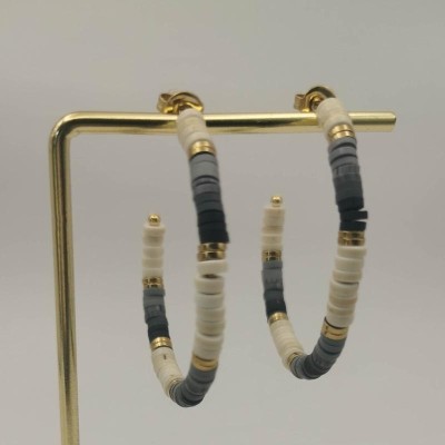 Créoles Perles Heishi Bleue
