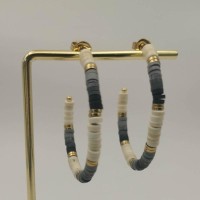 Créoles Perles Heishi Bleue